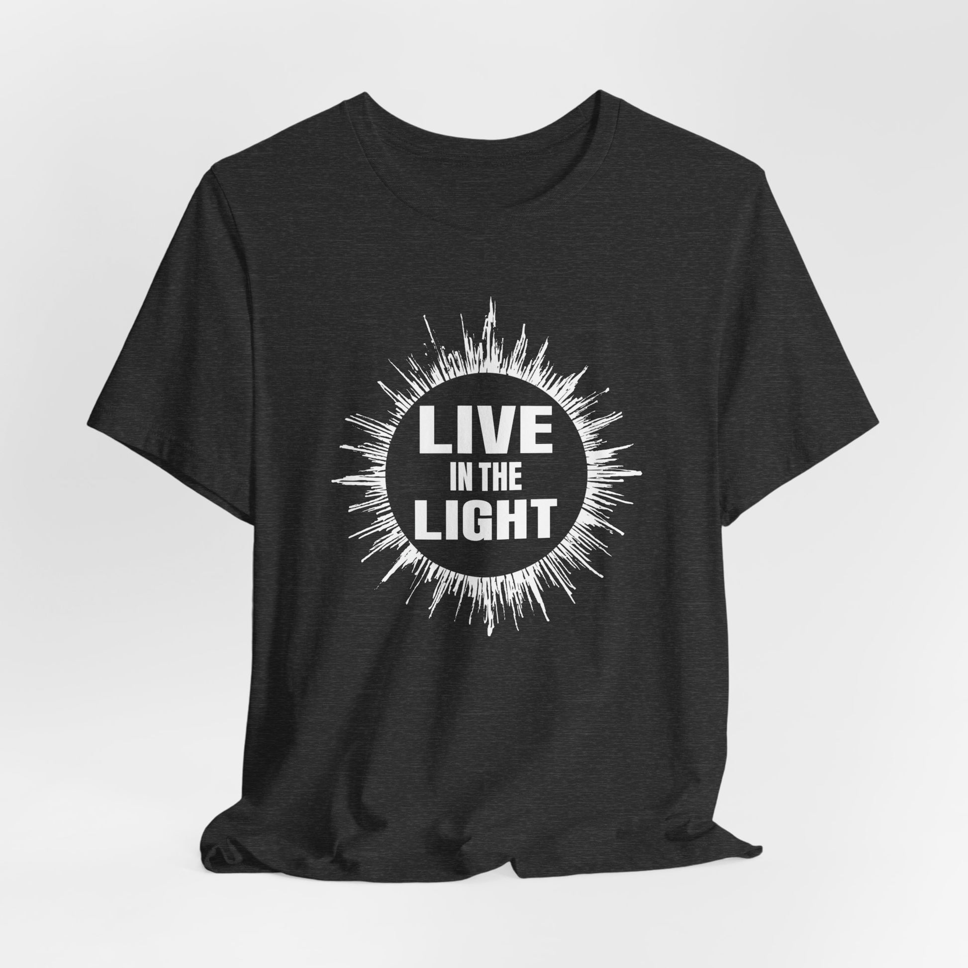 Live in the Light Unisex Tee, Inspirational T-Shirt, Motivational Apparel, Gift for Her, mindfulness wear, Positive Vibes T-Shirt