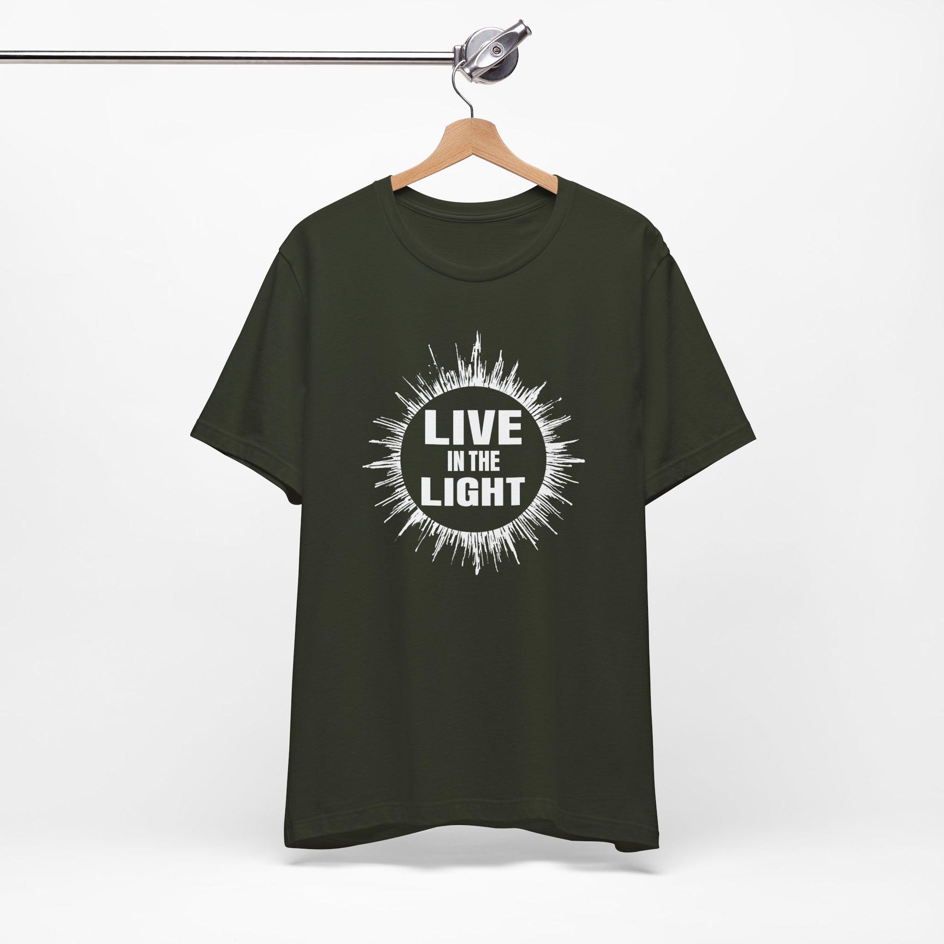 Live in the Light Unisex Tee, Inspirational T-Shirt, Motivational Apparel, Gift for Her, mindfulness wear, Positive Vibes T-Shirt